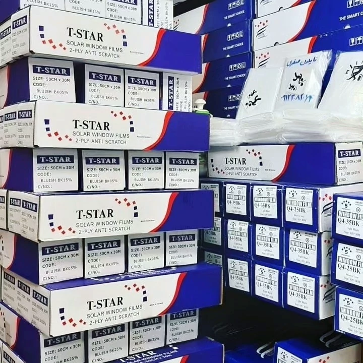 رول دودی شیشه ضدخش برندt.starرول30متری(عرض۷۵سانتی متر)تک لایه